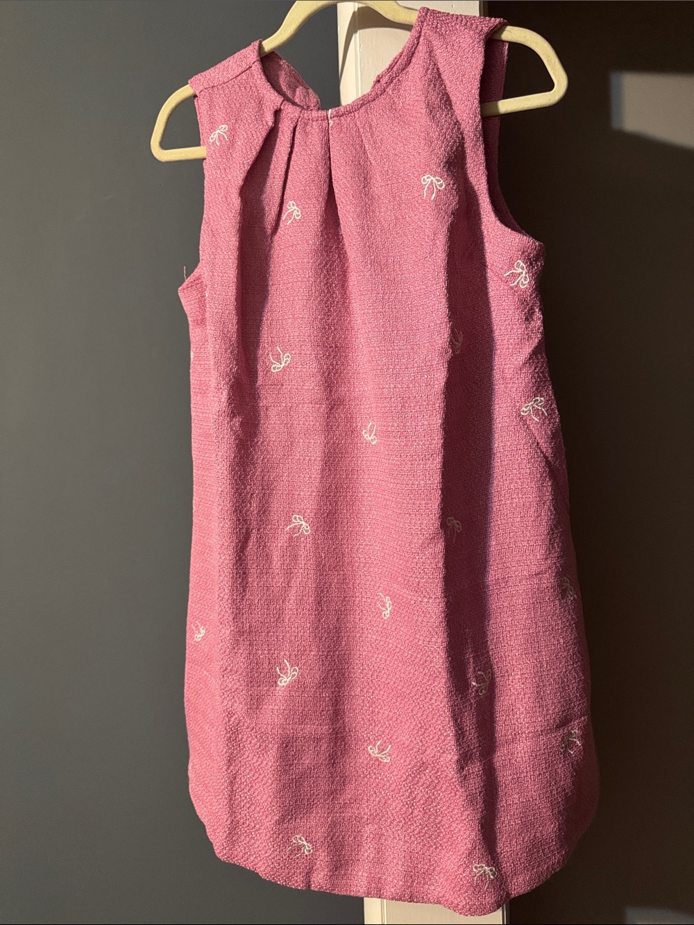 Umgee Rose Pink Sleeveless Embroidered Bow Shift Dress